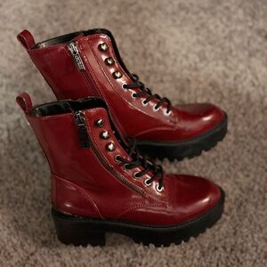 Guess Dark Red Combat Boots